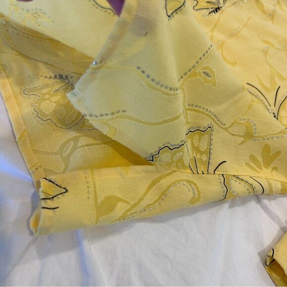 Alfred Dunner Women's Yellow Butterfly Embossed Button Up 3/4 Sleeves Size 14 - Picture 7 of 10